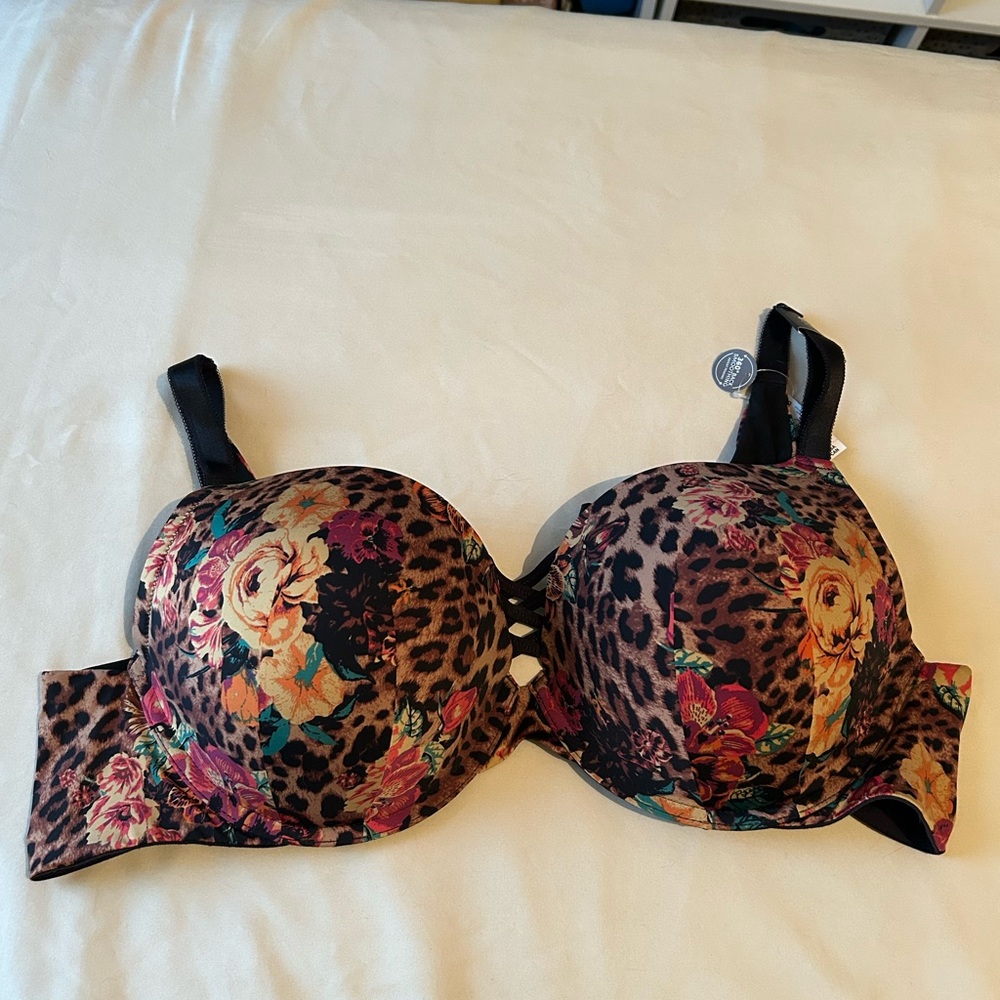 Floral Leopard Print Women's Bra 46c